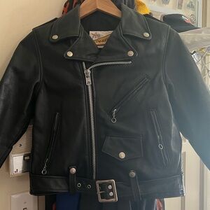 Perfecto By Schott USA N.Y.C. Youth Black  Leather Motorcycle Jacket Size 10